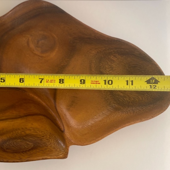 Vintage Monkey Pod Wood Leaf Divided Tray/Serving Dish - Picture 7 of 10
